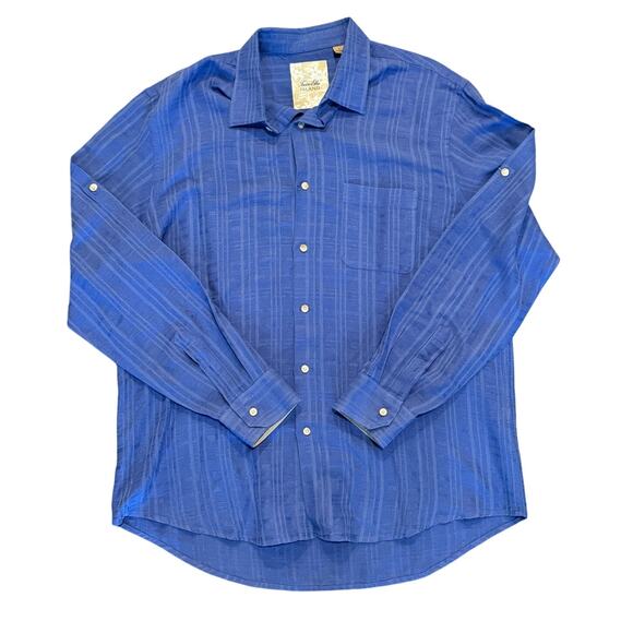 Tasso Elba Island Mens Sky Blue Long Sleeve Linen Cotton Shirt Blue Size Large - Picture 1 of 5